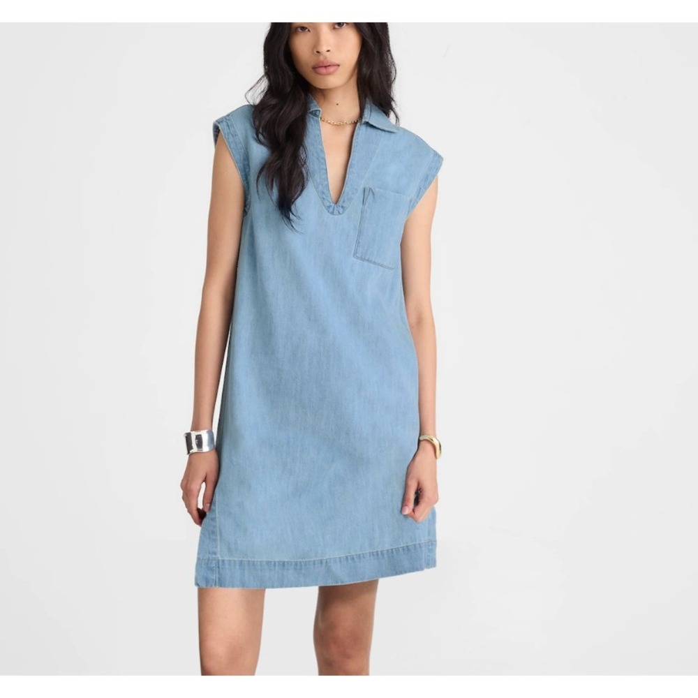 Madewell Denim Tunic Dress Womens XS Blue Kelleyville Wash Cotton‎ Linen Cowgirl
